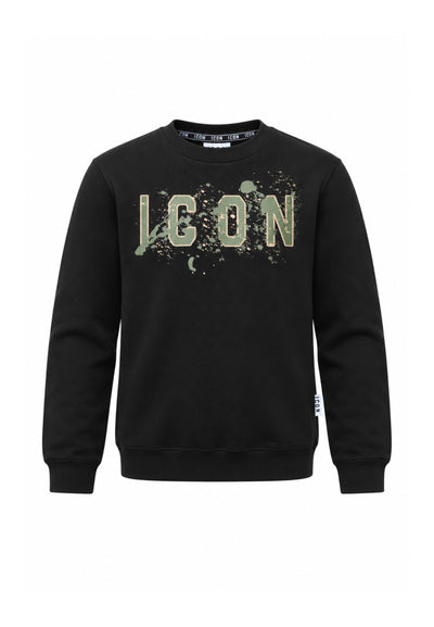 ICON FELPA NERA A GIROCOLLO LOGO SPRUZZO Bambini e ragazzi ibsw001373.ne_