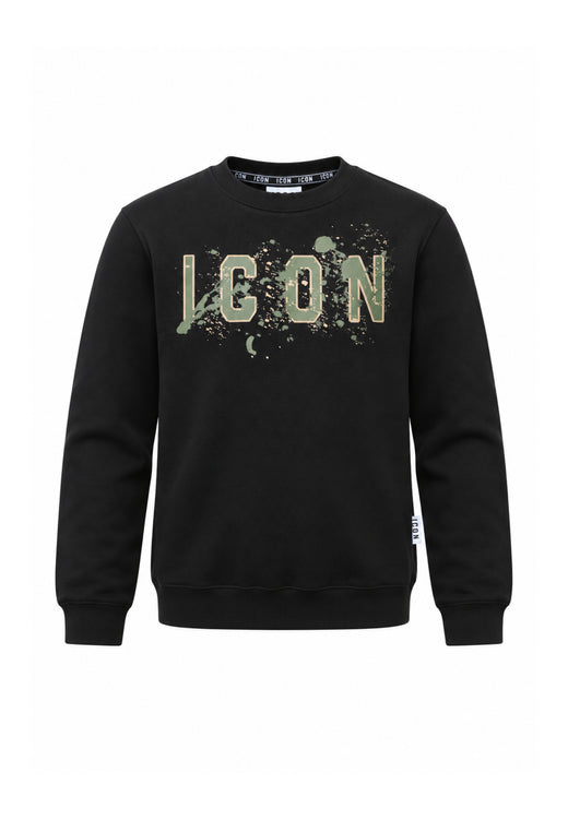 ICON FELPA NERA A GIROCOLLO LOGO SPRUZZO Bambini e ragazzi ibsw001373.ne_
