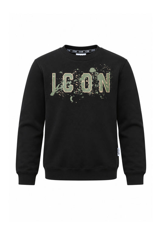 ICON FELPA NERA A GIROCOLLO LOGO SPRUZZO Bambini e ragazzi ibsw001373.ne_