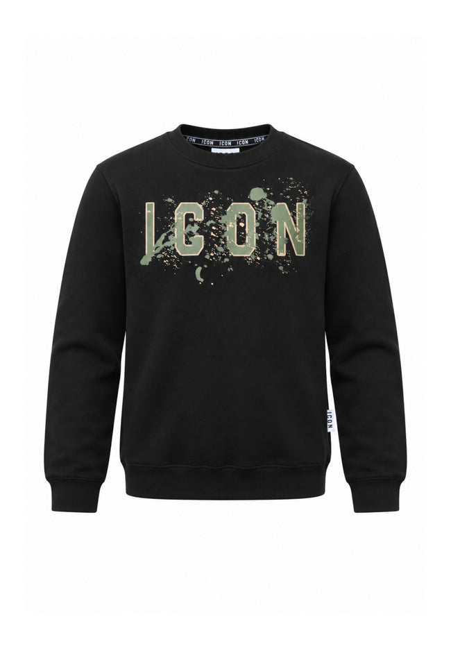 ICON FELPA NERA A GIROCOLLO LOGO SPRUZZO Bambini e ragazzi ibsw001373.ne_