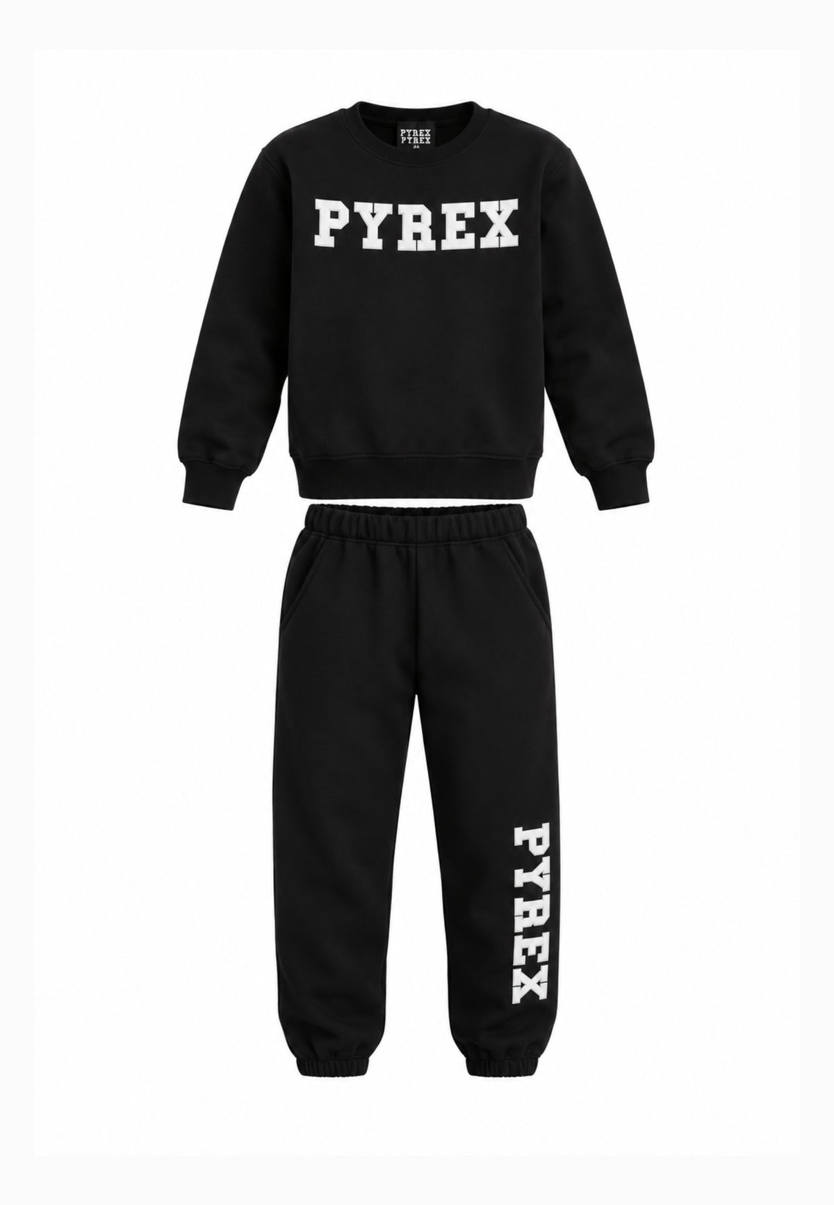 Pyrex TUTA NERA CON FELPA A GIROCOLLO E MAXI LOGO Bambini e ragazzi 26IPK46204.NE_