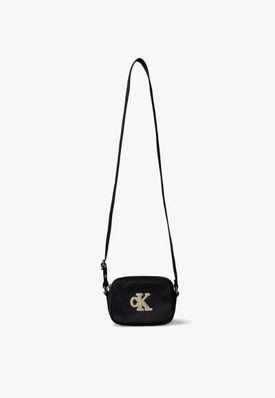 CALVIN KLEIN BORSA tracolla nera logo panna CK Bambine e ragazze IU0IU0075906V.NE_