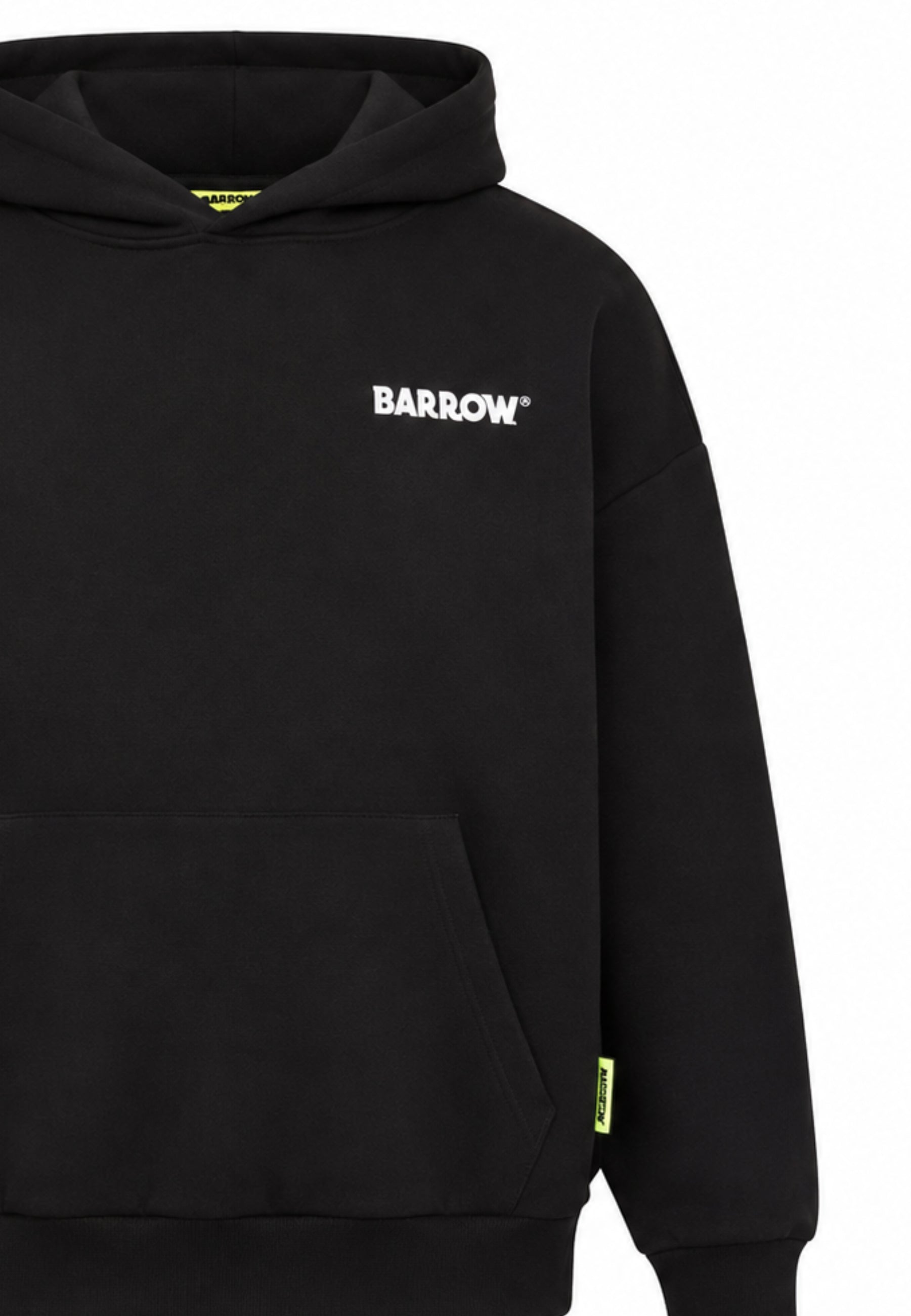 BARROW FELPA NERO CON CAPPUCCIO con mini scritta davanti e maxi scritta dietro Bambini e ragazzi F6BKJUHS015.NE_