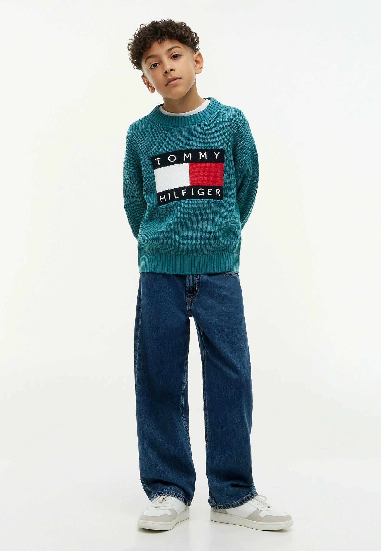 TOMMY HILFIGER JEANS DENIM BAGGY CON LOGO BANDIERA SULLA CINTURA DIETRO Bambini e ragazzi KB0KB105971A4.DENIM_