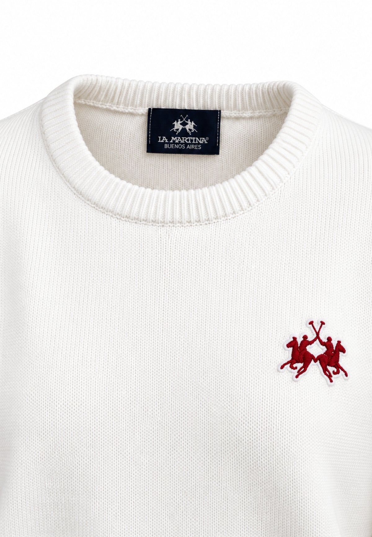 LA MARTINA maglia panna lana rasata logo ricamo a girocoillo Bambini e ragazzi mab0146.panna_