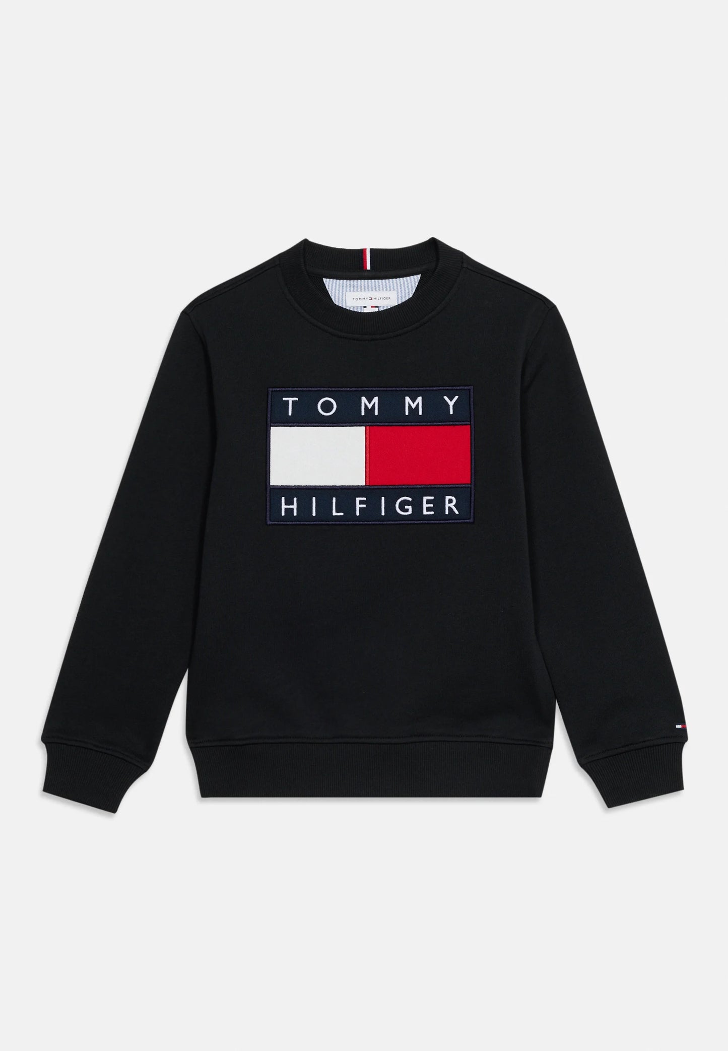 TOMMY HILFIGER felpa blu ragazzo girocollo logo grande a bandiera Bambini e ragazzi KS0KS00709C1G_