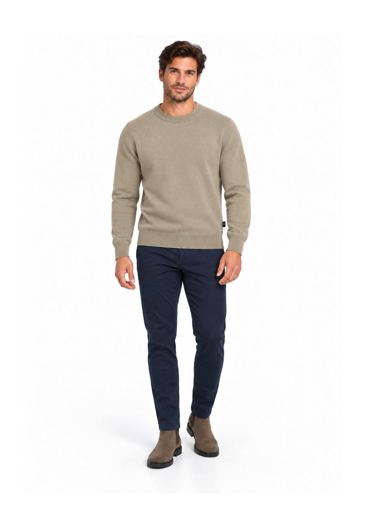 John Richmond maglia BEIGE IN LANA RASATA CON MINI LOGO Uomo uma26169ma.beige_