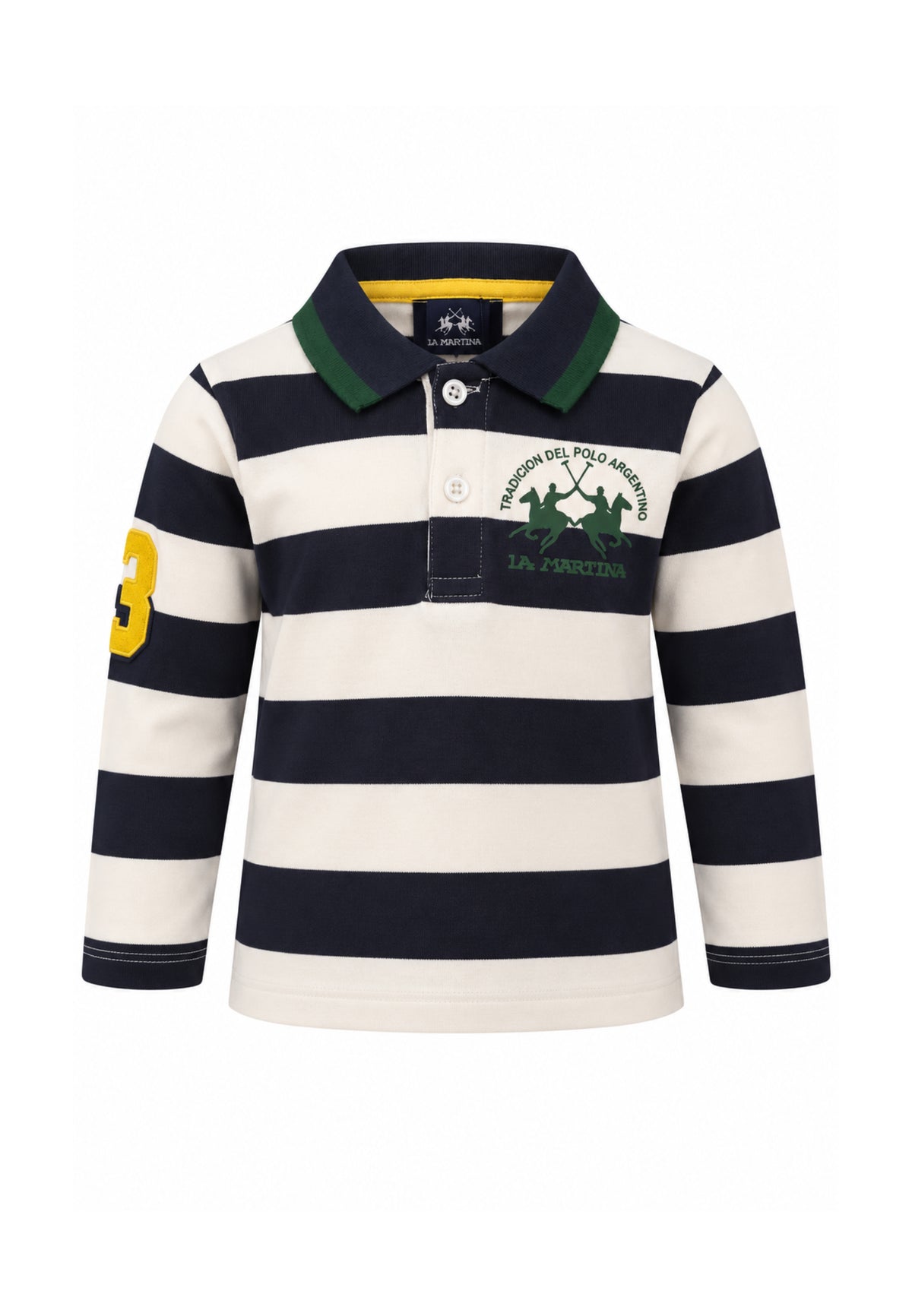 LA MARTINA polo PANNA E BLU A RIGHE A MANICHE LUNGHE Bambini e ragazzi MAB0078.PANNA_