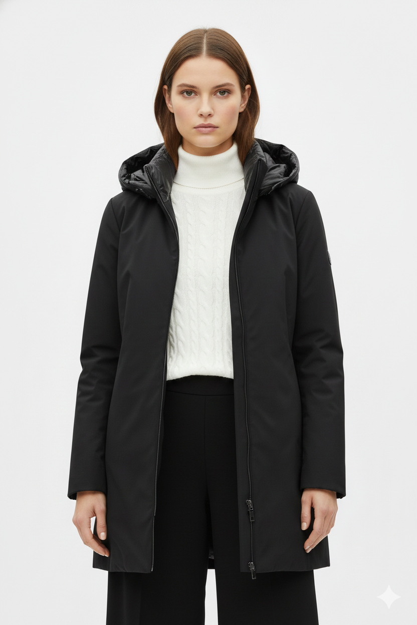 Ciesse Piumini giubbotto lungo da donna Mire 3.0 nero con cappuccio