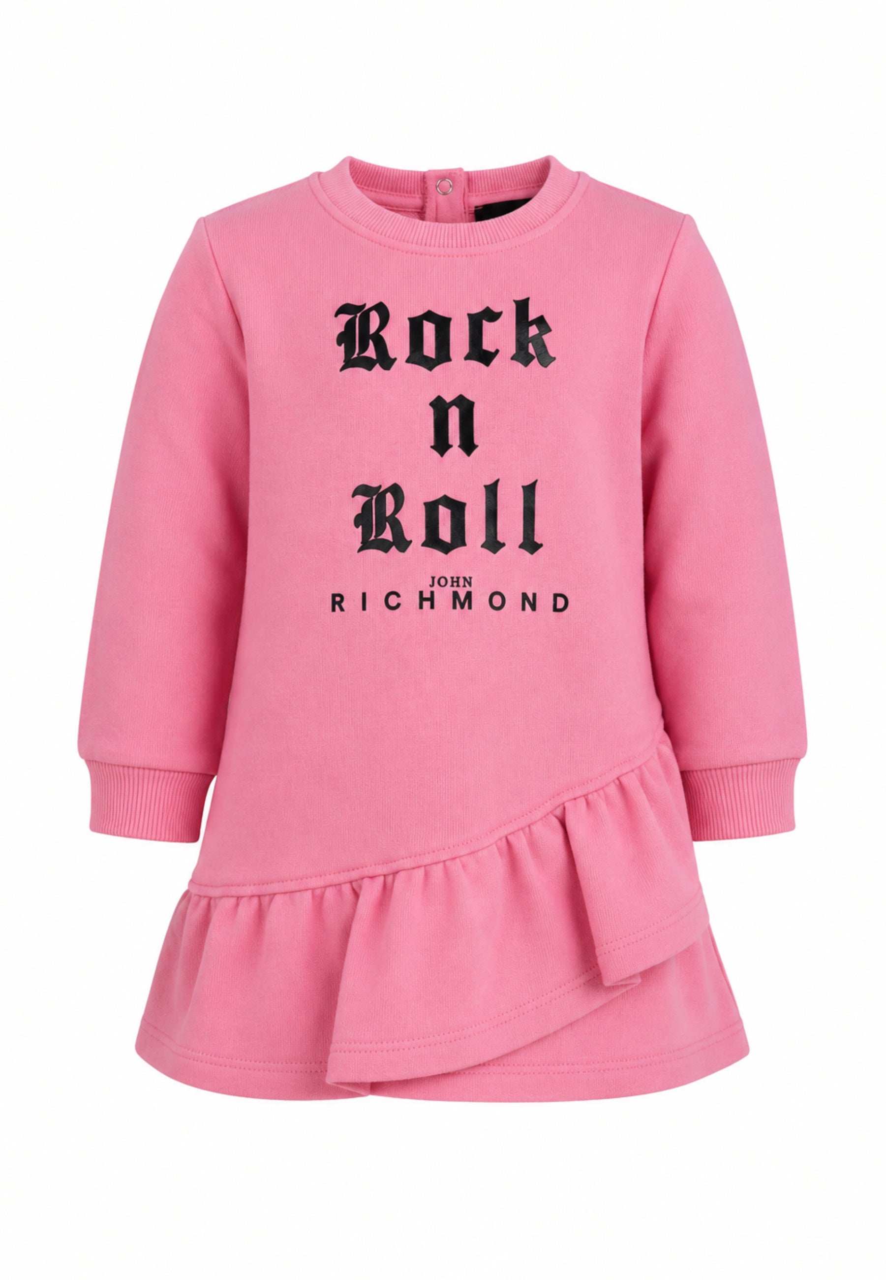 John Richmond abitino ROSA A MANICHE LUNGHE CON SCRITTA NERA E BALZE ASIMMETRICHE Bambine e ragazze ria26100ve.rosa_