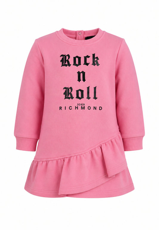 John Richmond abitino ROSA A MANICHE LUNGHE CON SCRITTA NERA E BALZE ASIMMETRICHE Bambine e ragazze ria26100ve.rosa_