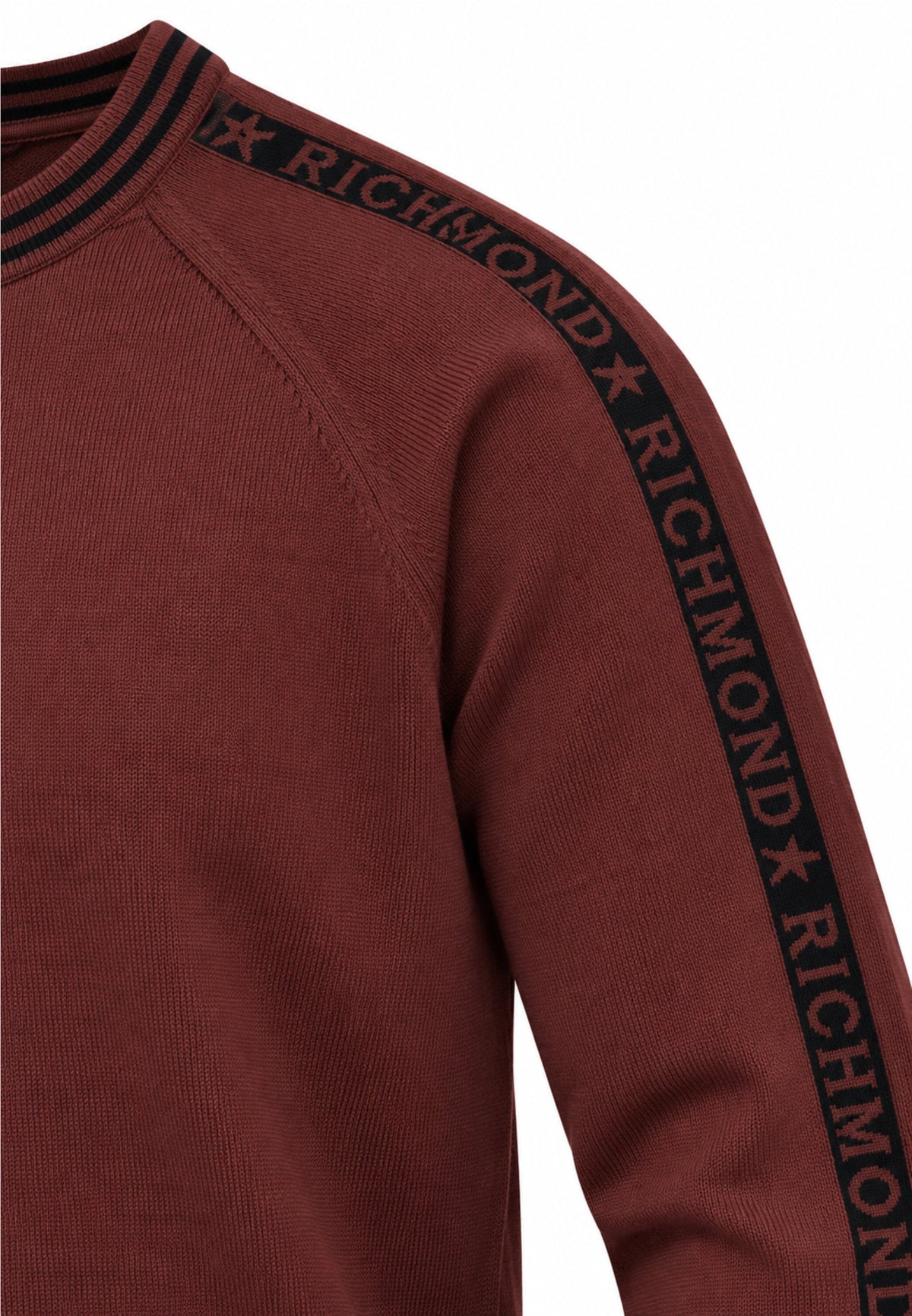 John Richmond MAGLIONE MARRONE CON BANDE LOGATE A CONTRASTO Uomo UMA26041MA.MARRO_