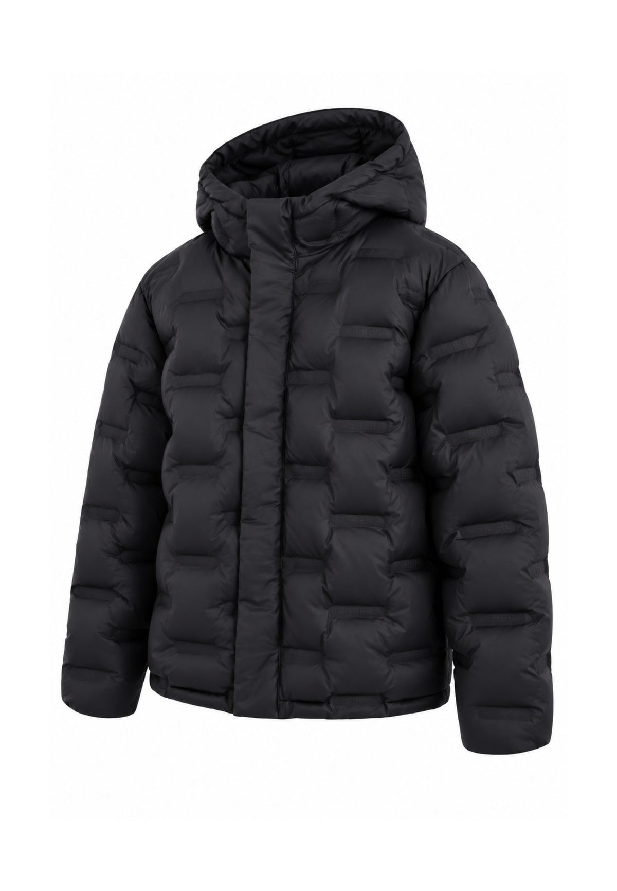 ICEBERGS GIUBBOTTO NERO TRAPUNTATO LOGO Bambini e ragazzi GBICE7306J.NE_