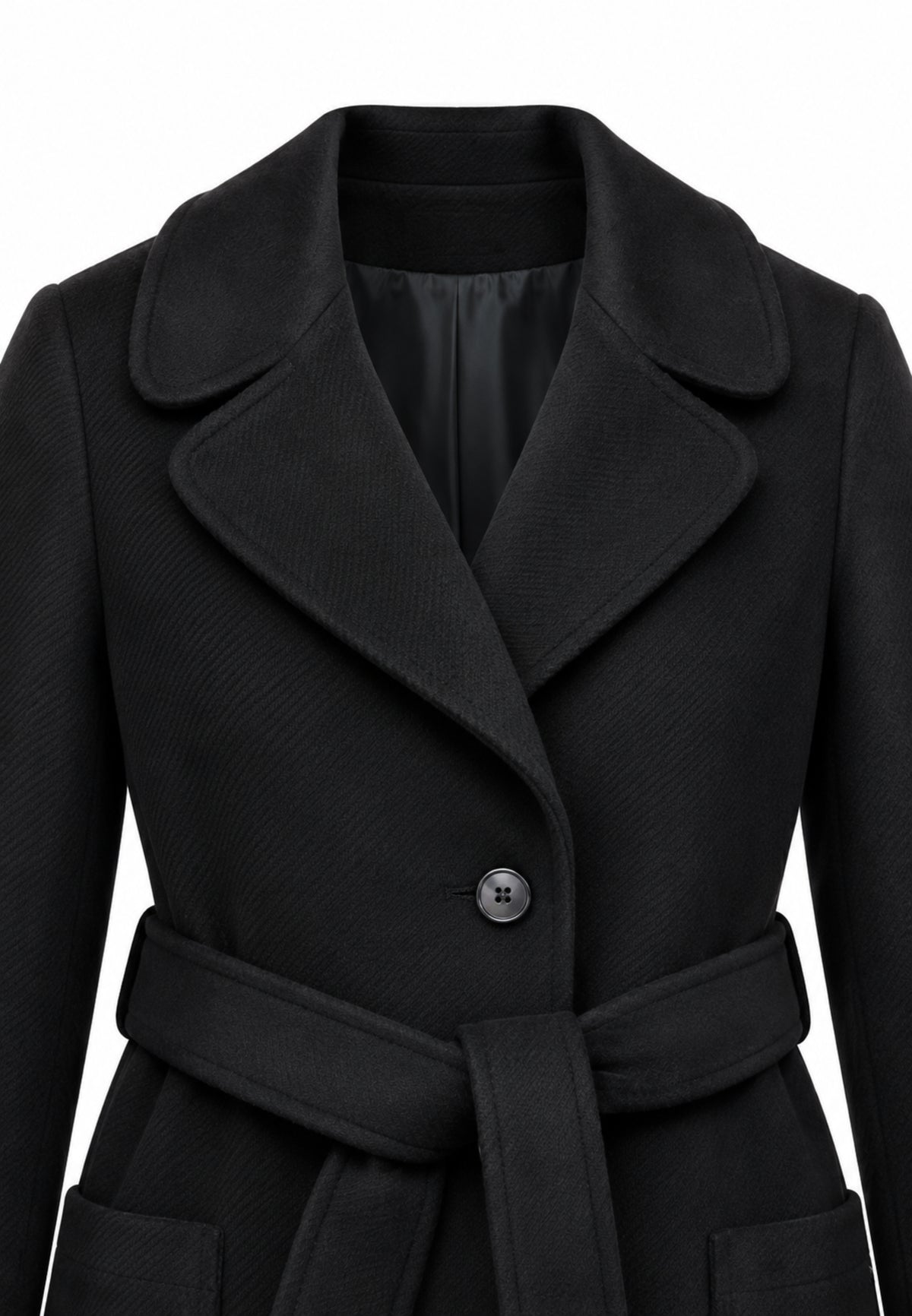 Kocca cappotto nero lungo con bottoni e cintura Bambine e ragazze welff.nero_