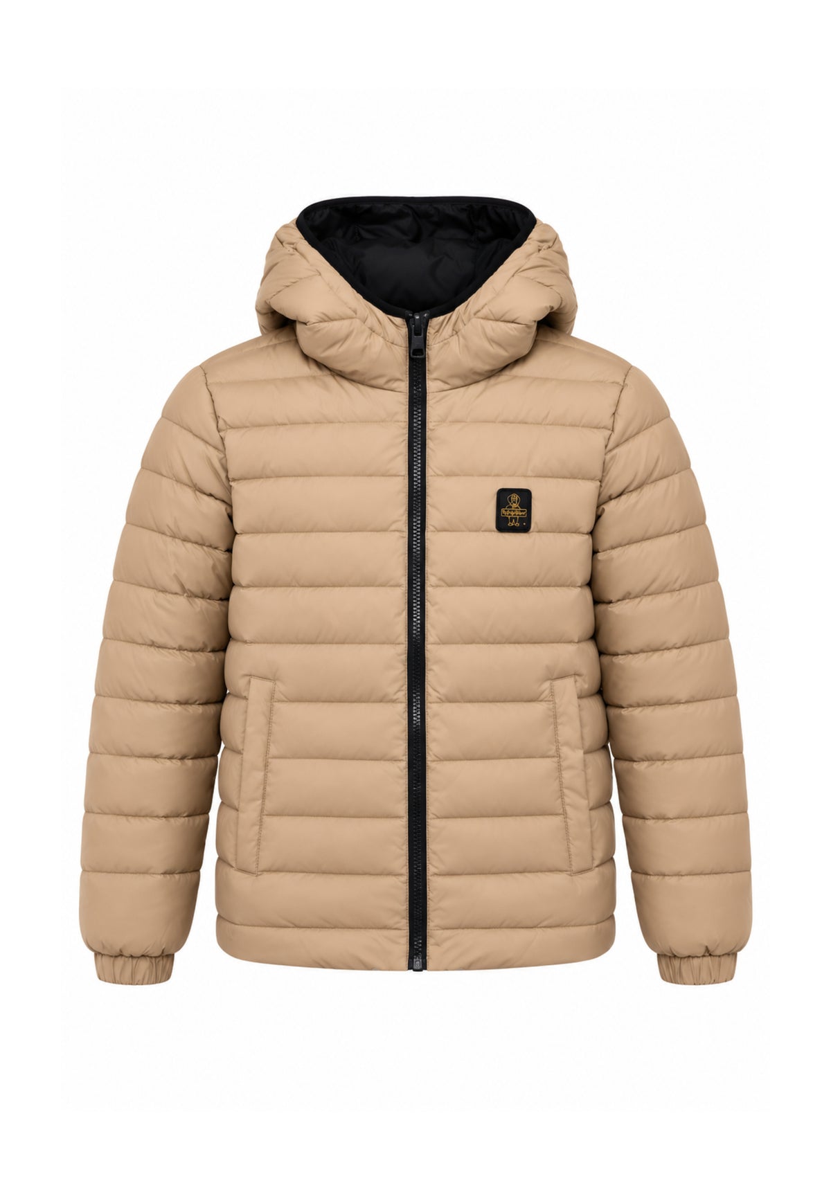 REFRIGIWEAR GIUBBOTTO NERO E BEIGE REVERSIBILE CON CAPPUCCIO Bambini e ragazzi R2155CW26.NE_