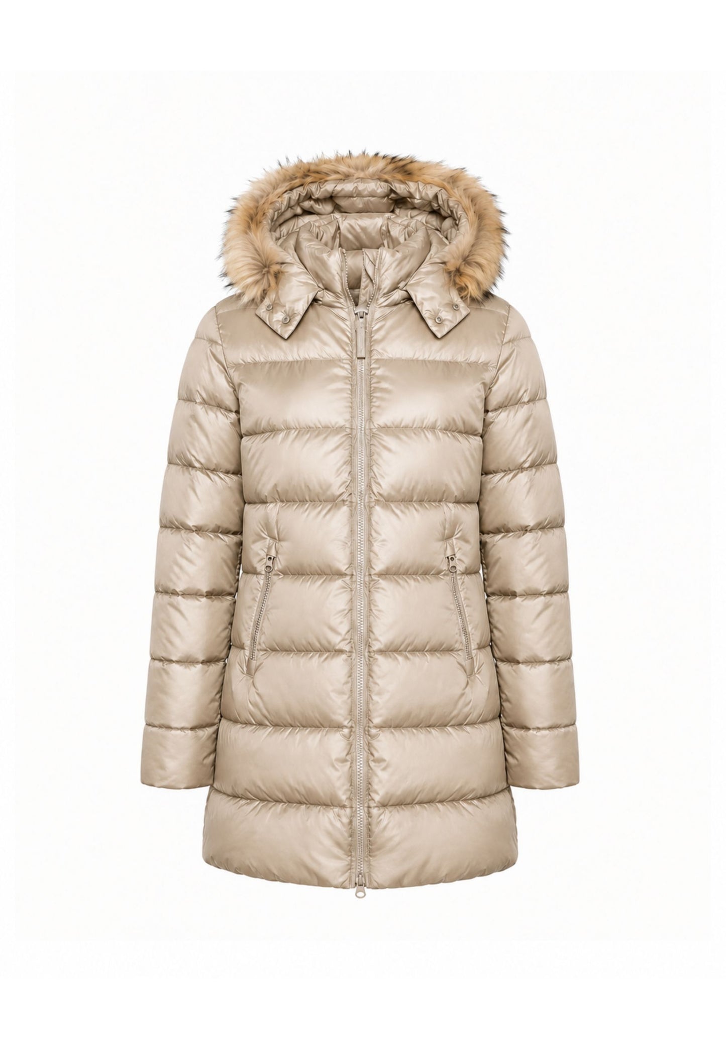 Bomboogie GIUBBOTTO BEIGE TRAPUNTATO CON CAPPUCCIO E PELLICCIA NATURALE Bambine e ragazze CG 363V T DLC6.BEIGE_