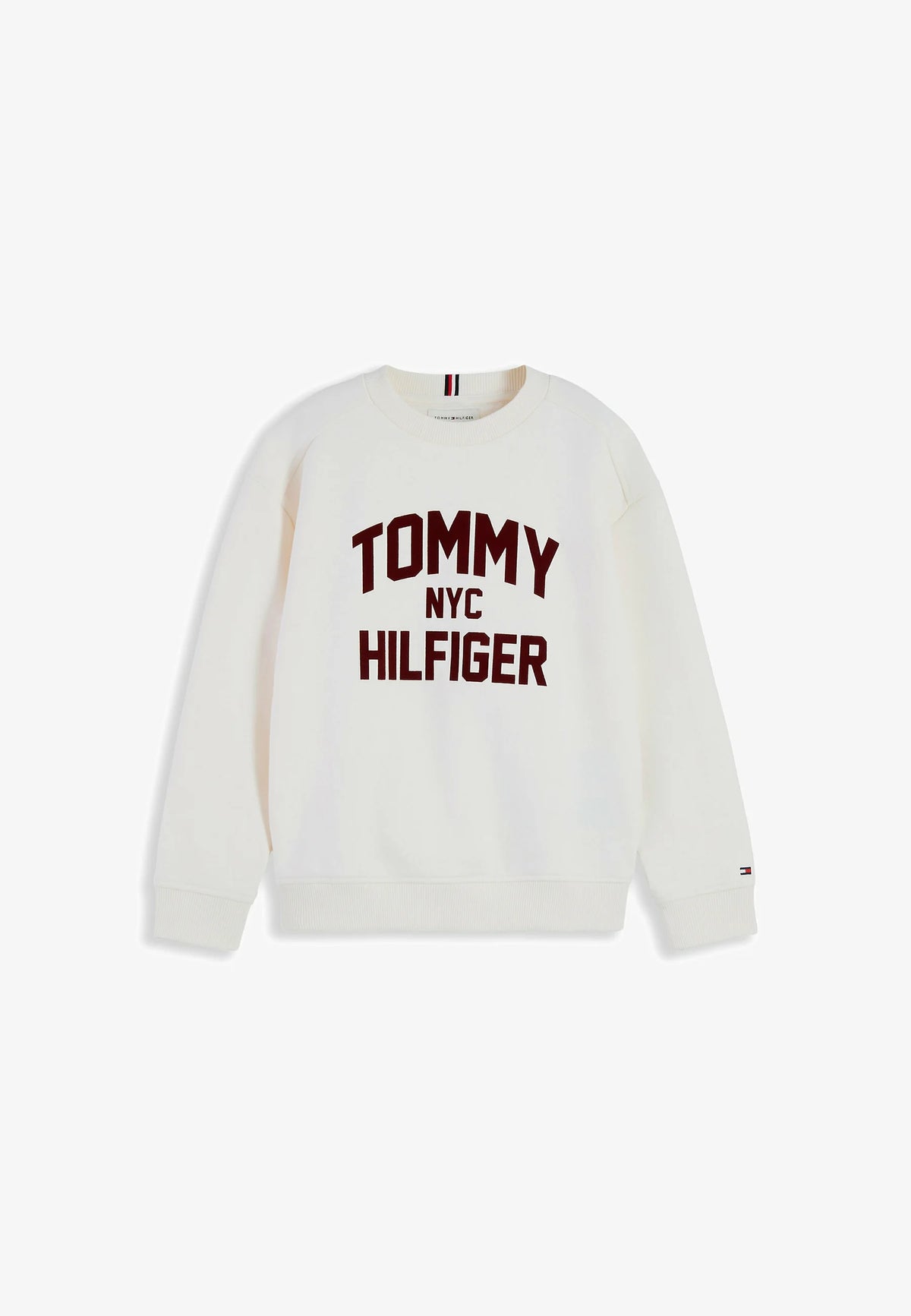 TOMMY HILFIGER FELPA panna a girocollo bambino logo grande KB0KB10631YBH.PANNA_
