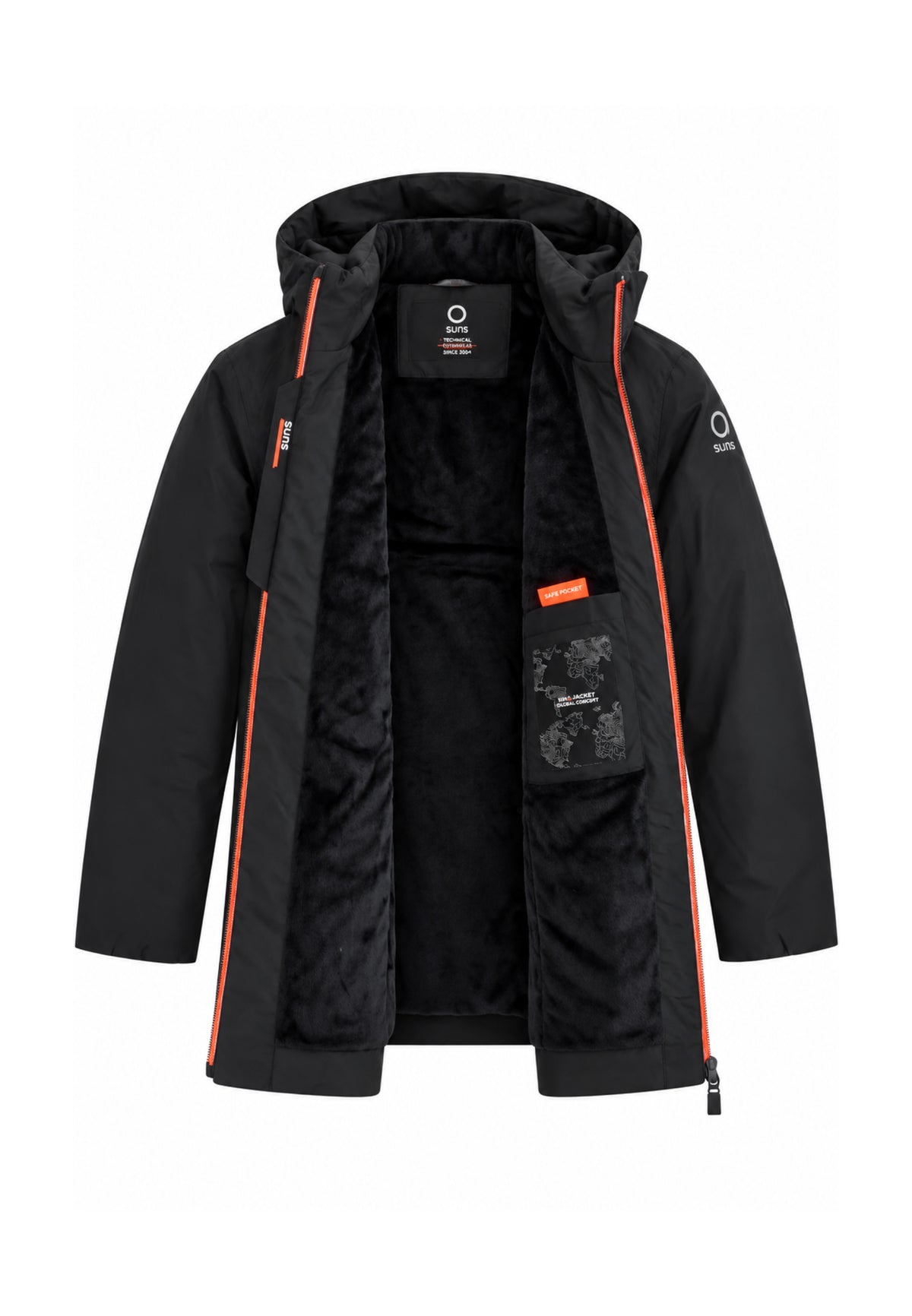 SUNS GIUBBOTTO NERO LUNGO Bambini e ragazzi GBS7303U.NE_