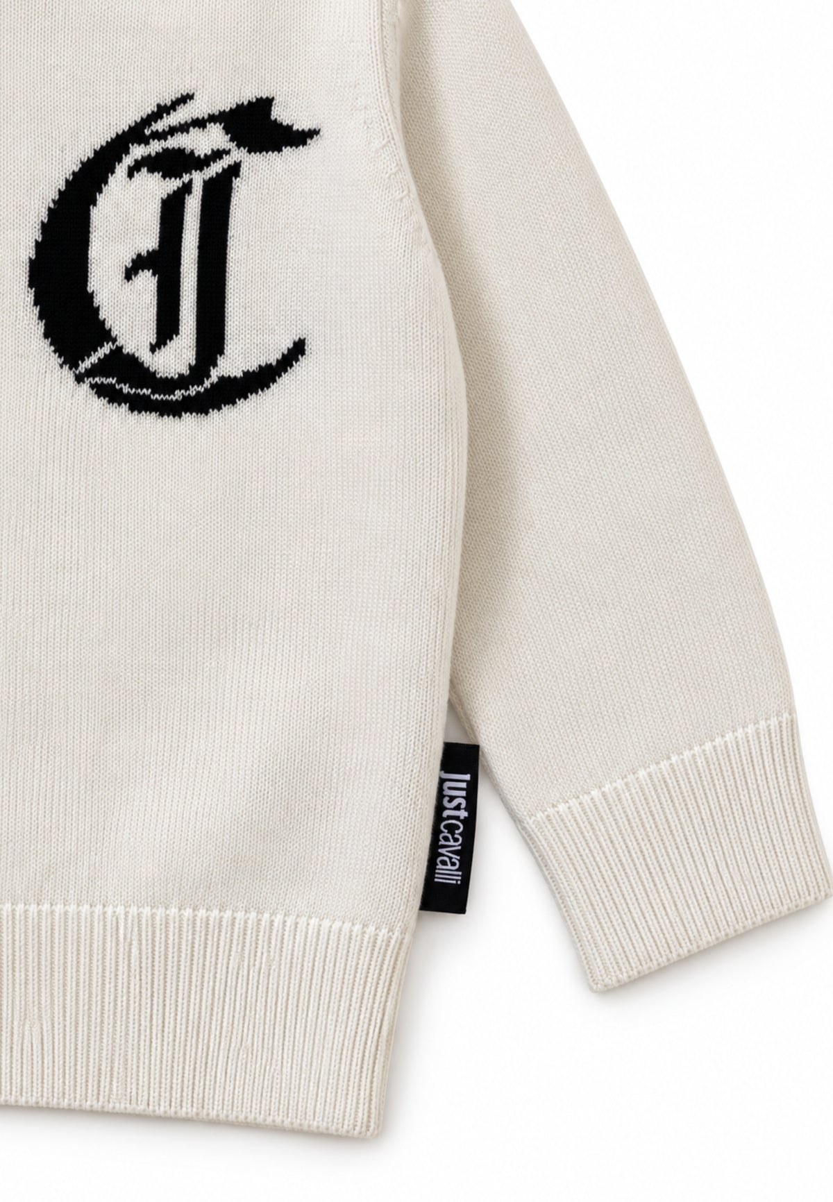 JUST CAVALLI MAGLIONCINO PANNA GIROCOLLO CON LOGO GRANDE Bambini e ragazzi JIA26002MA.PANNA_