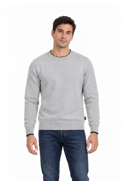 John Richmond MAGLIONE GRIGIO CON ORLI A CONTRASTO NERI Uomo UMA26271MA.GRIG_