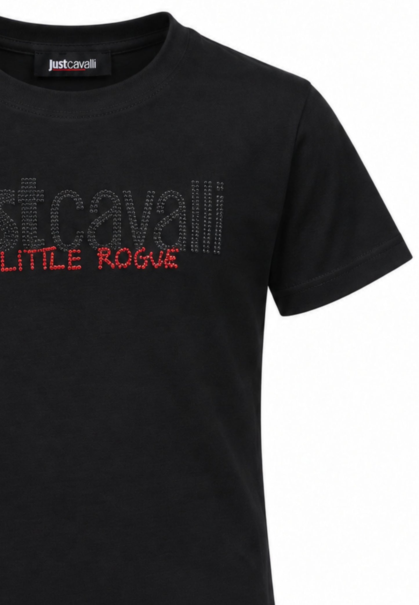 JUST CAVALLI tshirt NERA CON LOGO BORCHIATO Bambine e ragazze jba26156ts.ne_