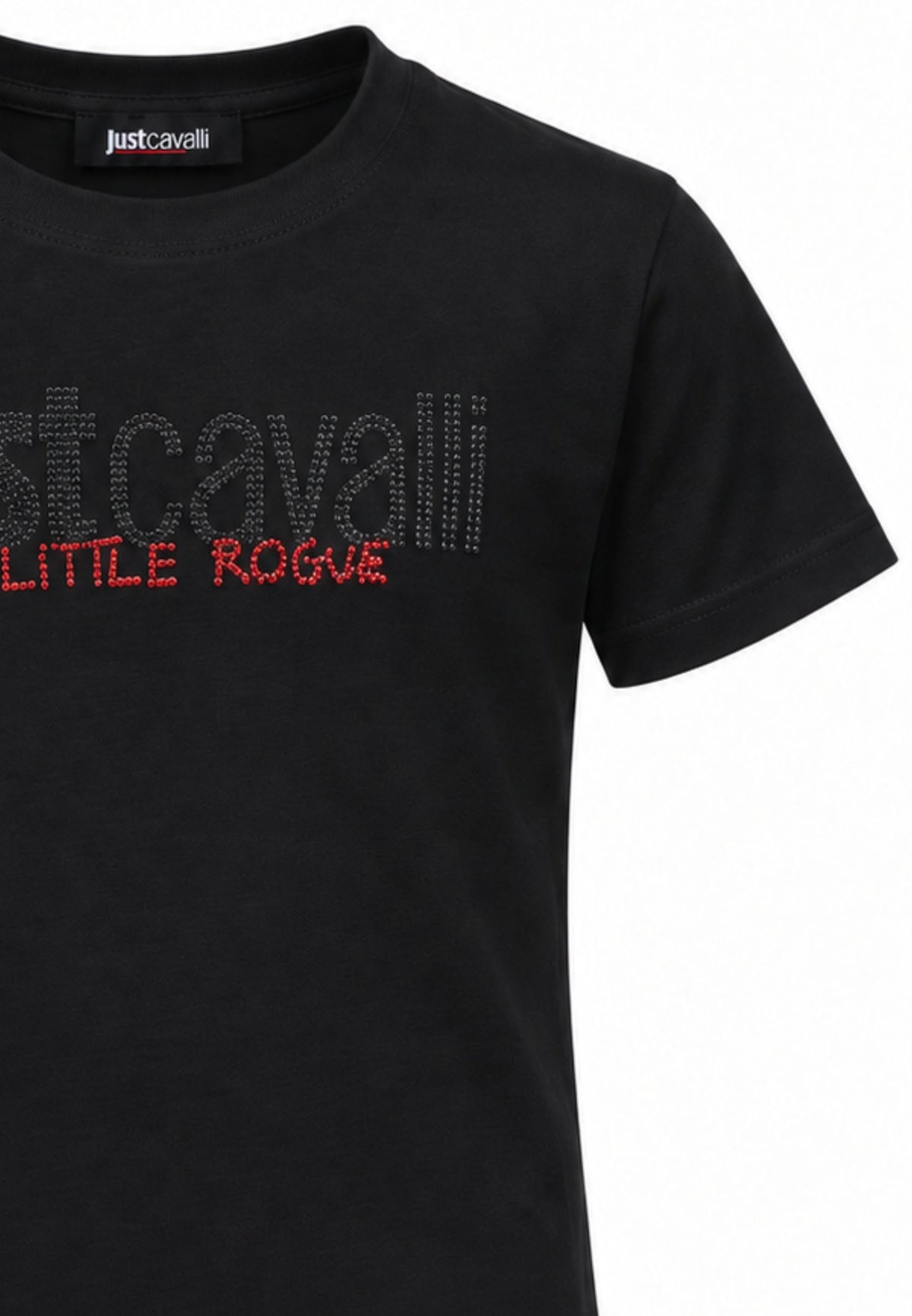 JUST CAVALLI tshirt NERA CON LOGO BORCHIATO Bambine e ragazze jba26156ts.ne_