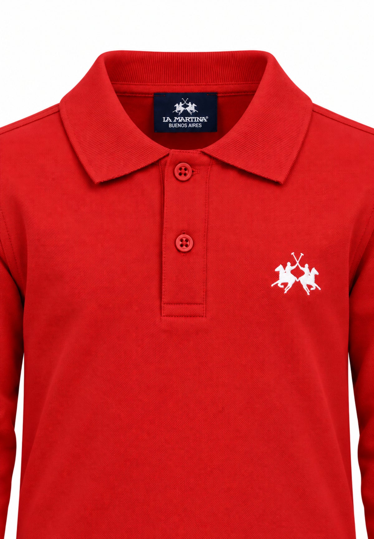 LA MARTINA POLO ROSSA LOGO RICAMATO MANICHE LUNGHE Bambini e ragazzi MAB0356.RO_