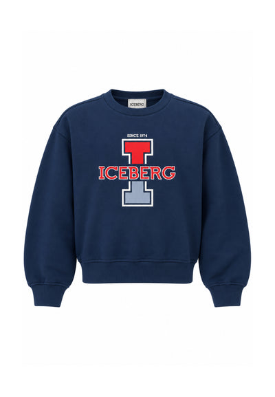 ICEBERGS FELPA BLU LOGO COLLEGE Bambini e ragazzi MFICE7318J.BLU_