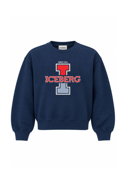 ICEBERGS FELPA BLU LOGO COLLEGE Bambini e ragazzi MFICE7318J.BLU_