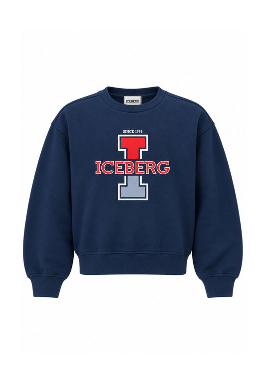 ICEBERGS FELPA BLU LOGO COLLEGE Bambini e ragazzi MFICE7318J.BLU_