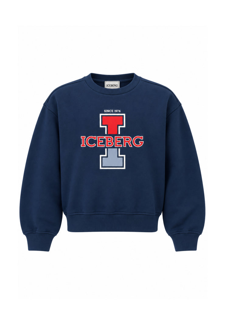 ICEBERGS FELPA BLU LOGO COLLEGE Bambini e ragazzi MFICE7318J.BLU_