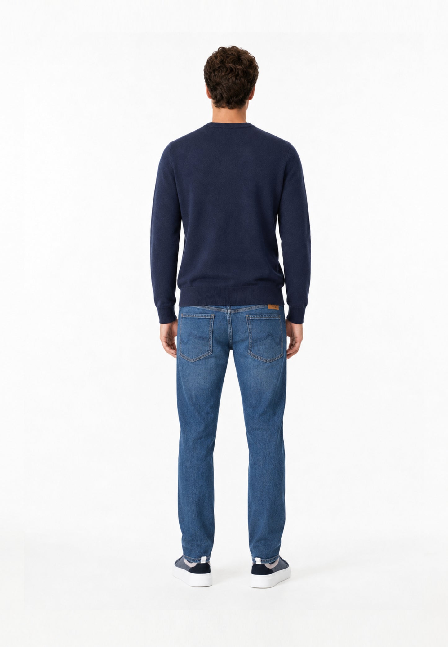 REFRIGIWEAR MAGLIONE NERO IN LANA SAGOMATO CON MINI LOGO RICAMATO Uomo BENNET PULLOVER.BLU_