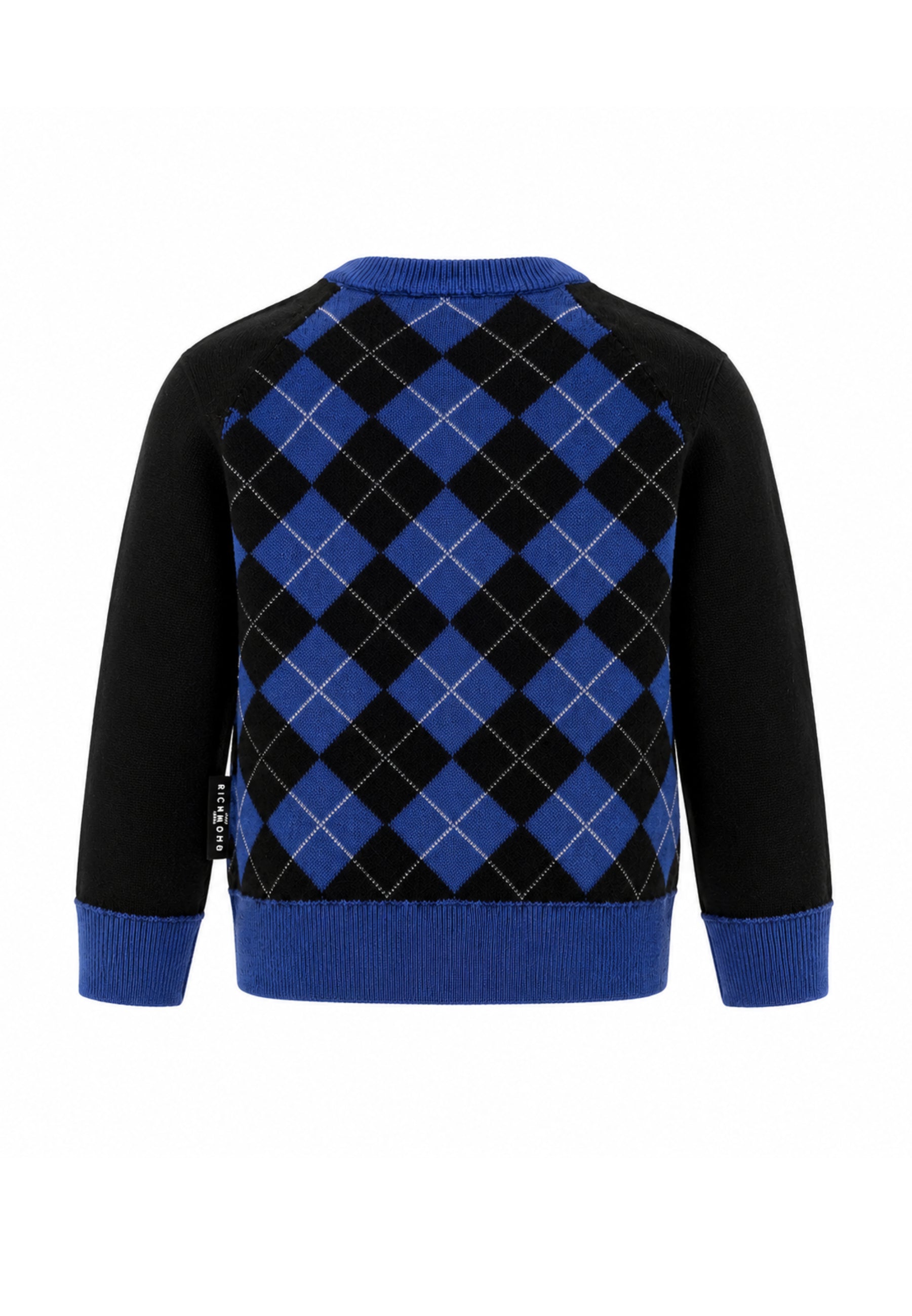 John Richmond Cardigan ROYAL A QUADRI CON MANICHE A CONTRASTO Bambini e ragazzi ria26114cd.royal_