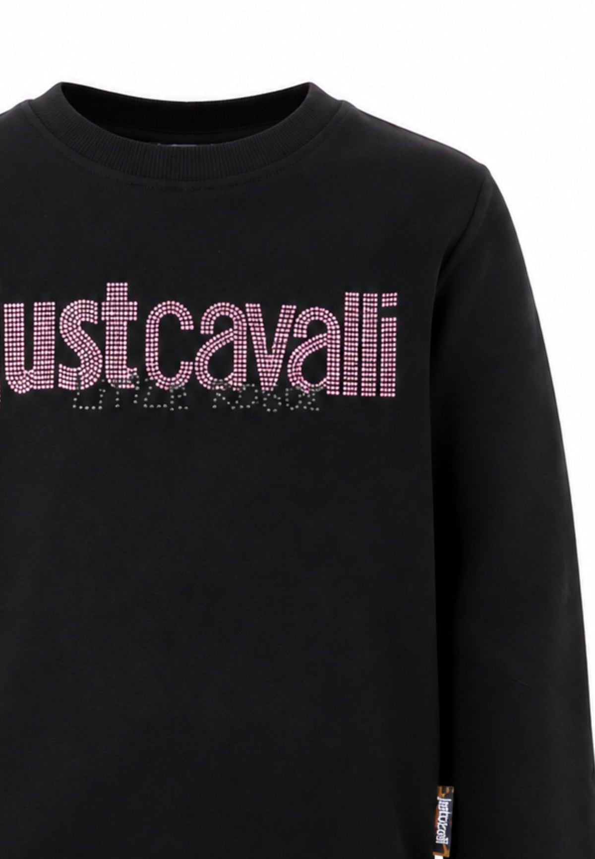 JUST CAVALLI felpa nera con logo rosa centrale con strass Bambine e ragazze jga26174fe.ne_