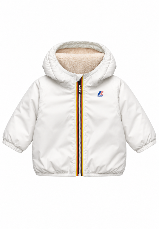 K-Way Claudine Orsetto bianco neonato - fronte intero ghost mannequin