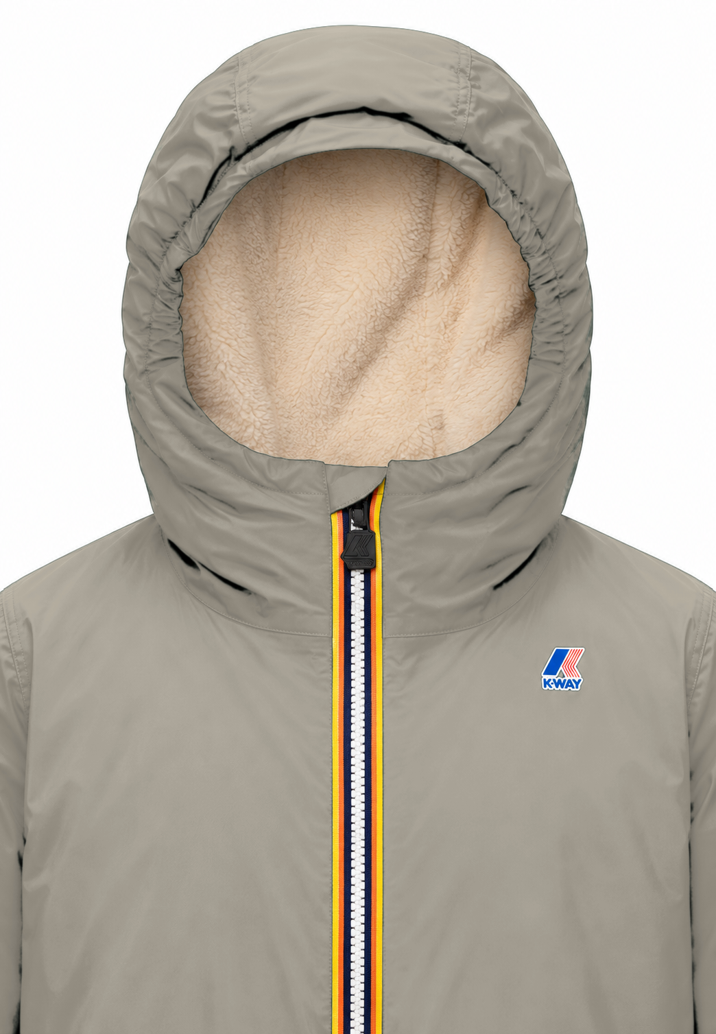 Kway beige unisex con cappuccio interno caldo