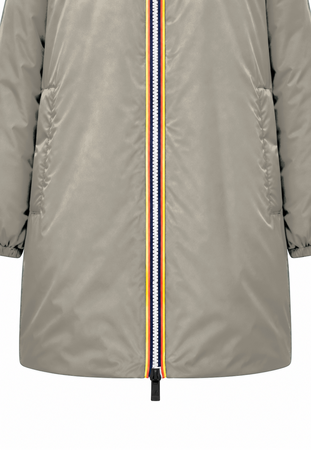 Kway beige unisex con cappuccio interno caldo dettaglio tessuto