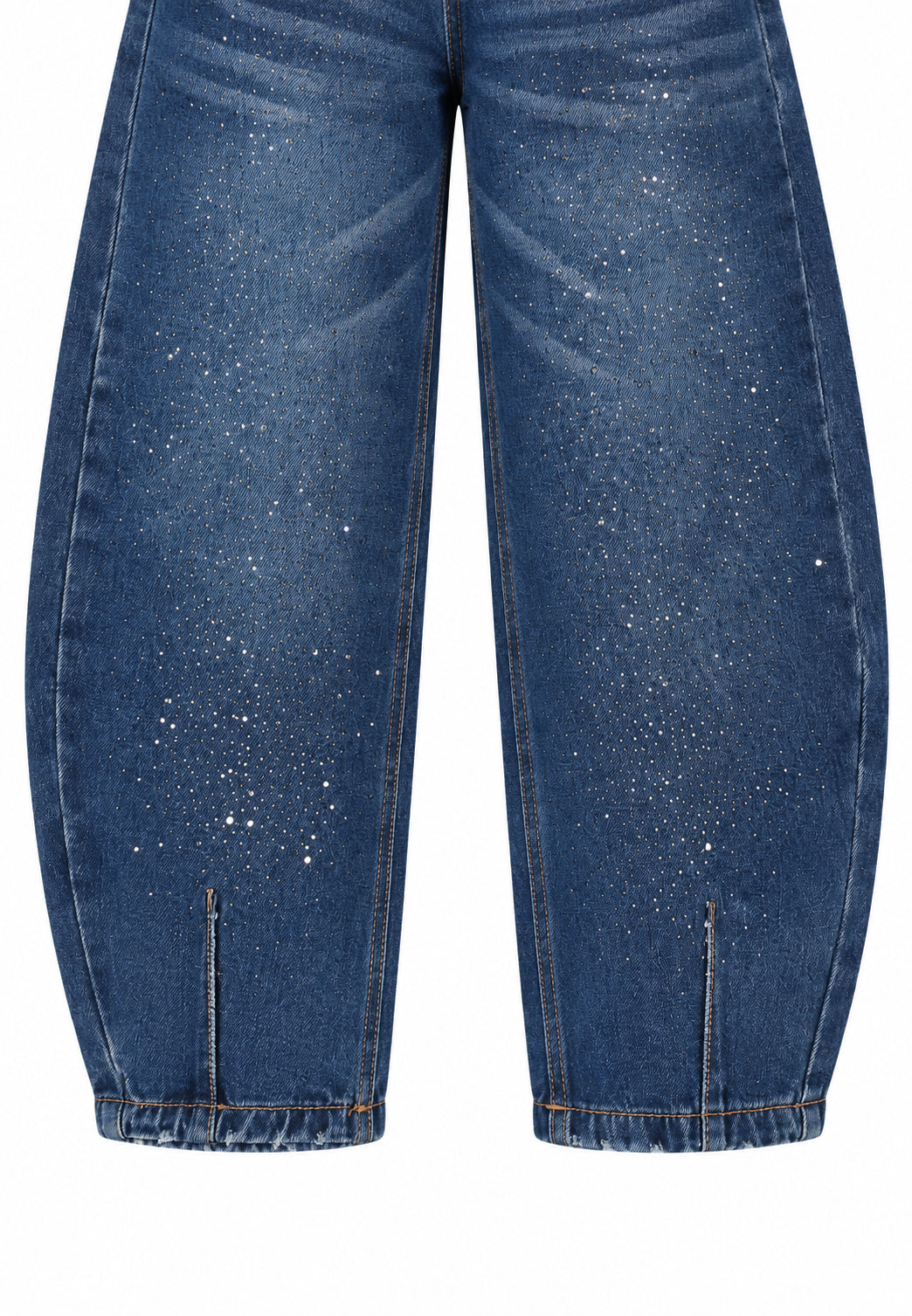 MA VIE PARIS PANTALONE blu denim con brillantini baloon fit Bambine e ragazze MV2442.DENIM_