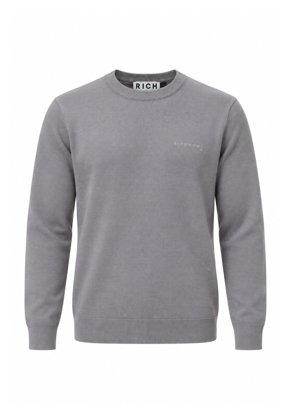 John Richmond maglia GRIGIA IN LANA RASATA CON MINI LOGO Uomo uma26169ma.grig_