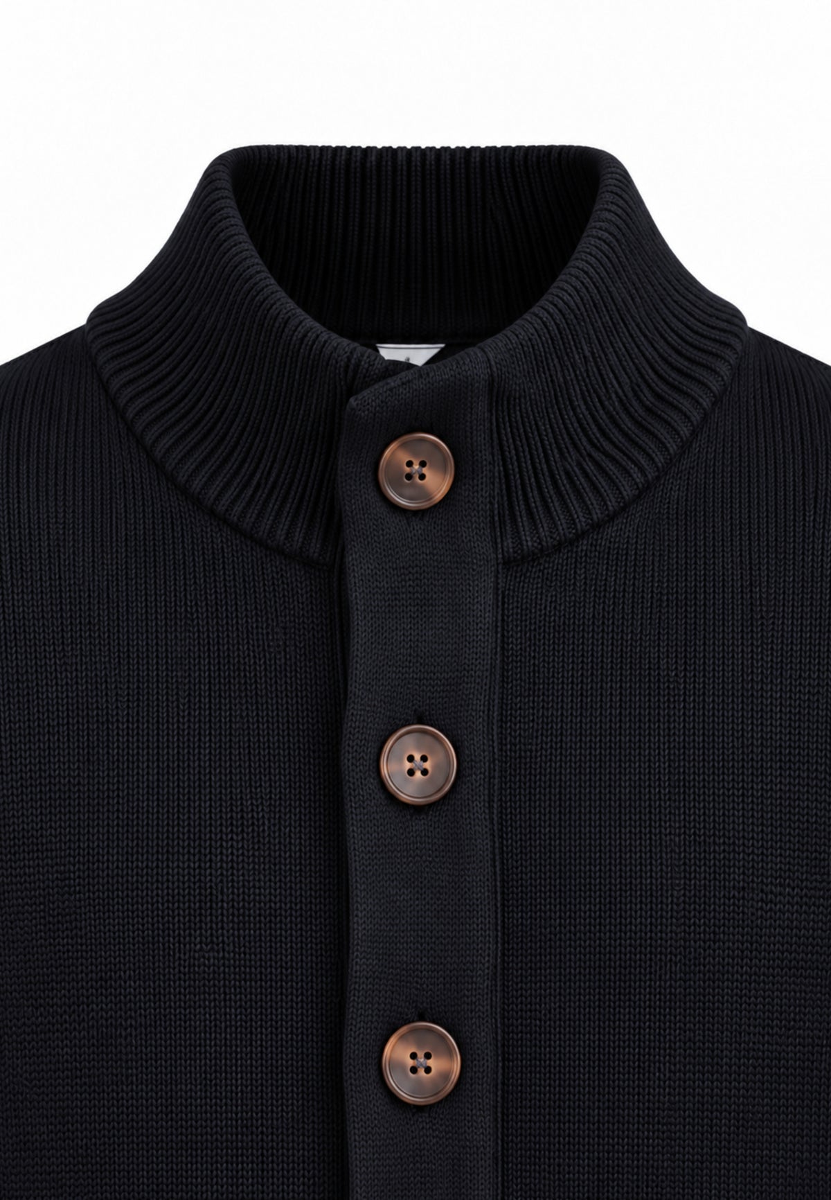 OVERD CARDIGAN NERO A COLLO ALTO CON BOTTONI CENTRALI Bambini e ragazzi OK261812SMG.NE_