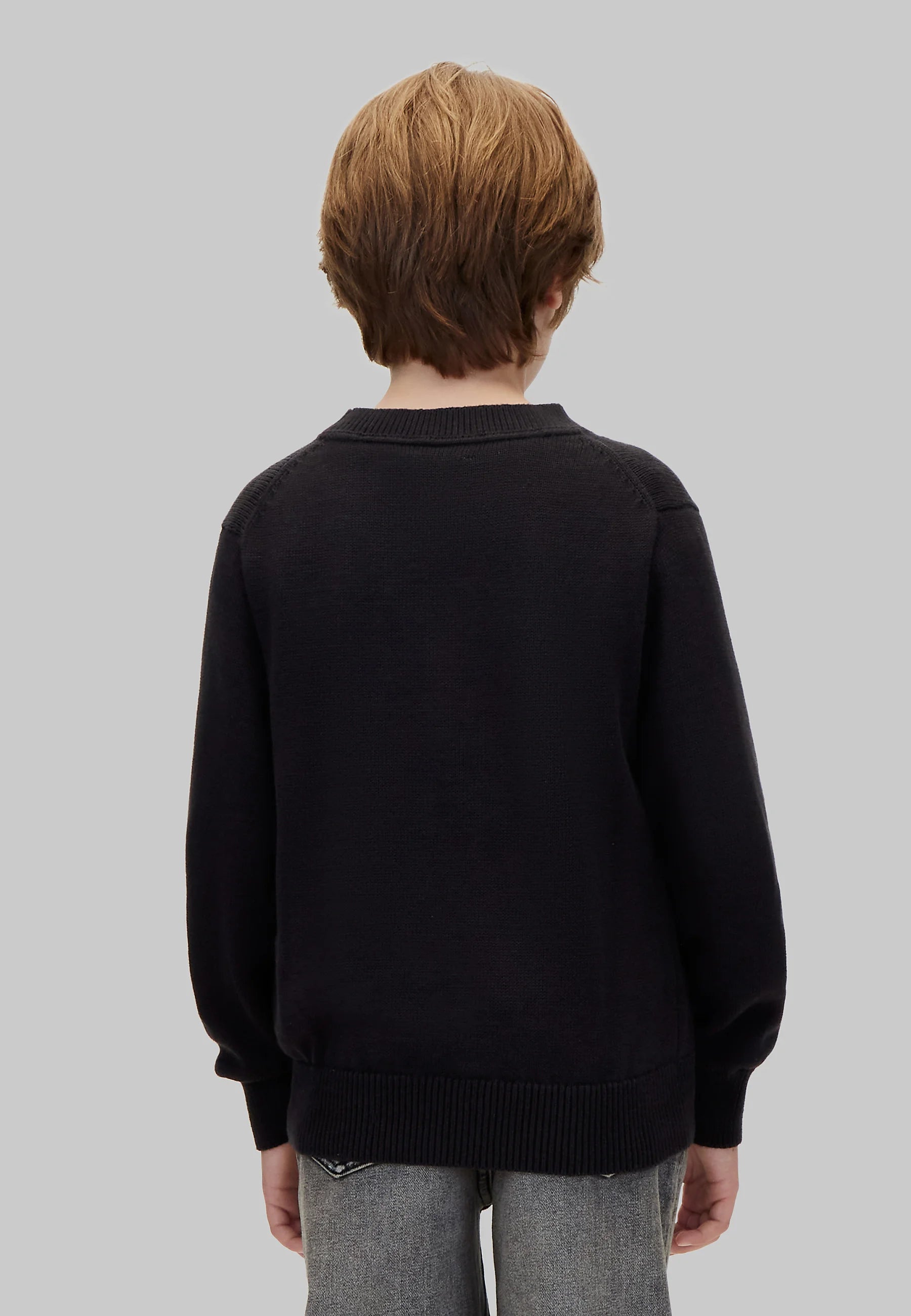 CALVIN KLEIN maglioncino NERO CON LOGO CK TONO SU TONO Bambini e ragazzi lvckfjf048bbeh.ne_