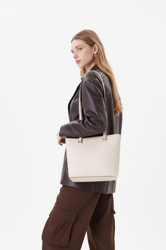 Liu Jo borsa donna crema con logo frontale