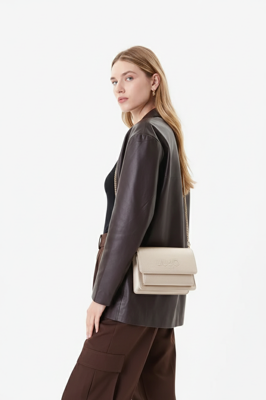 Liu Jo borsa donna oro chiaro con logo frontale
