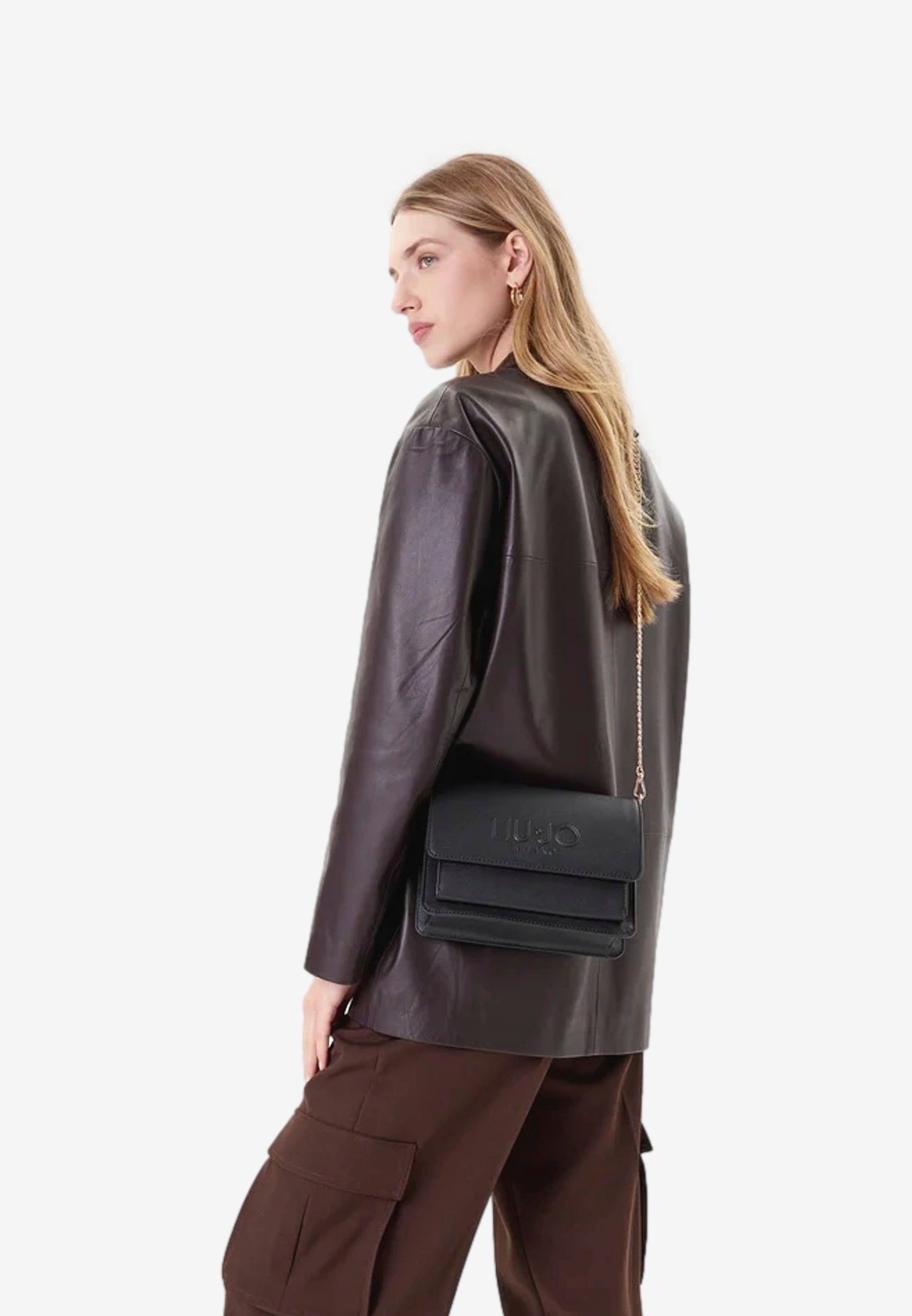 Liujo borsa nera donna logo sul davanti dettaglio logo