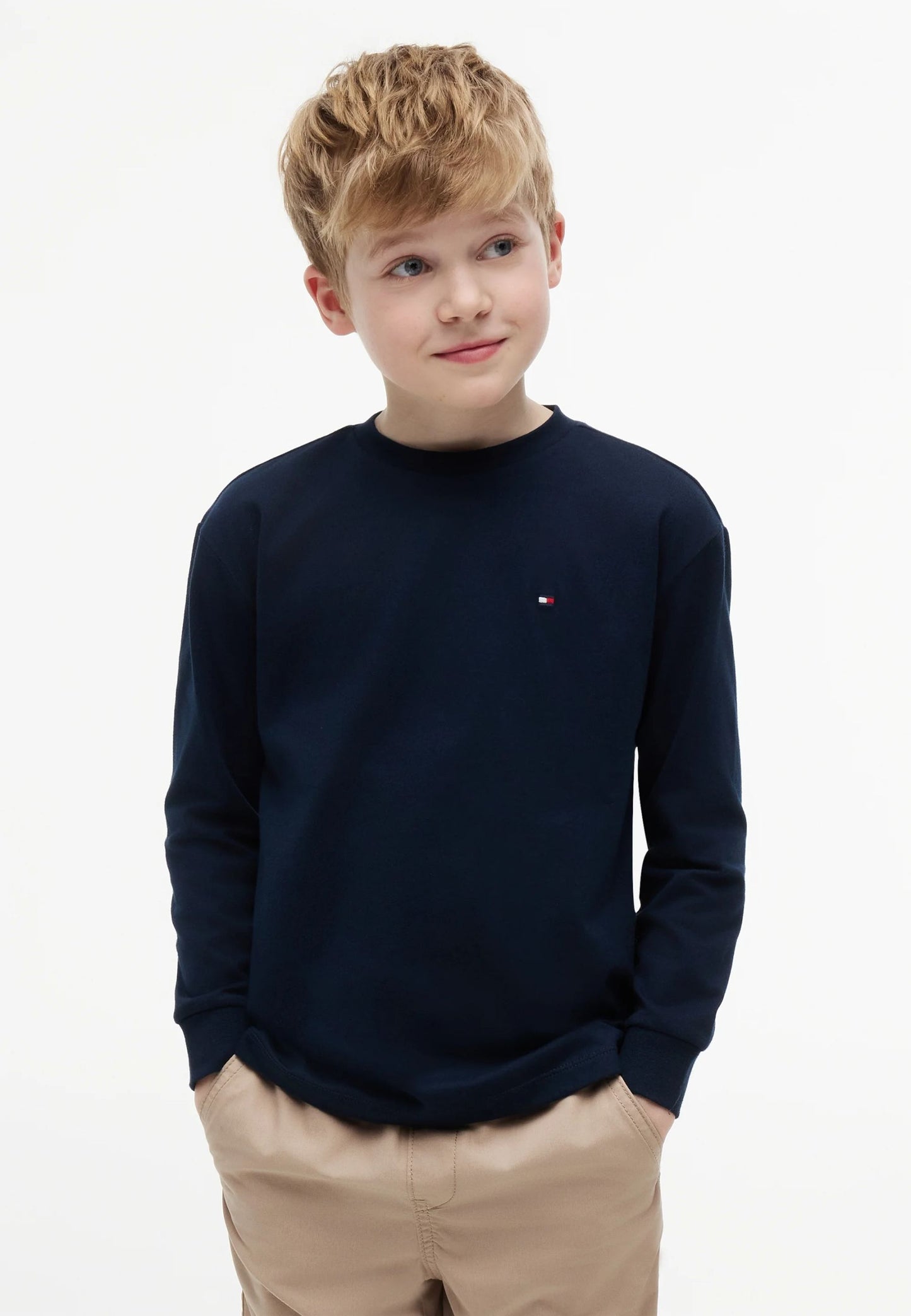 TOMMY HILFIGER TSHIRT BLU LOGO BANDIERA PICCOLO MANICHE LUNGHE Bambini e ragazzi KB0KB09846C1G_