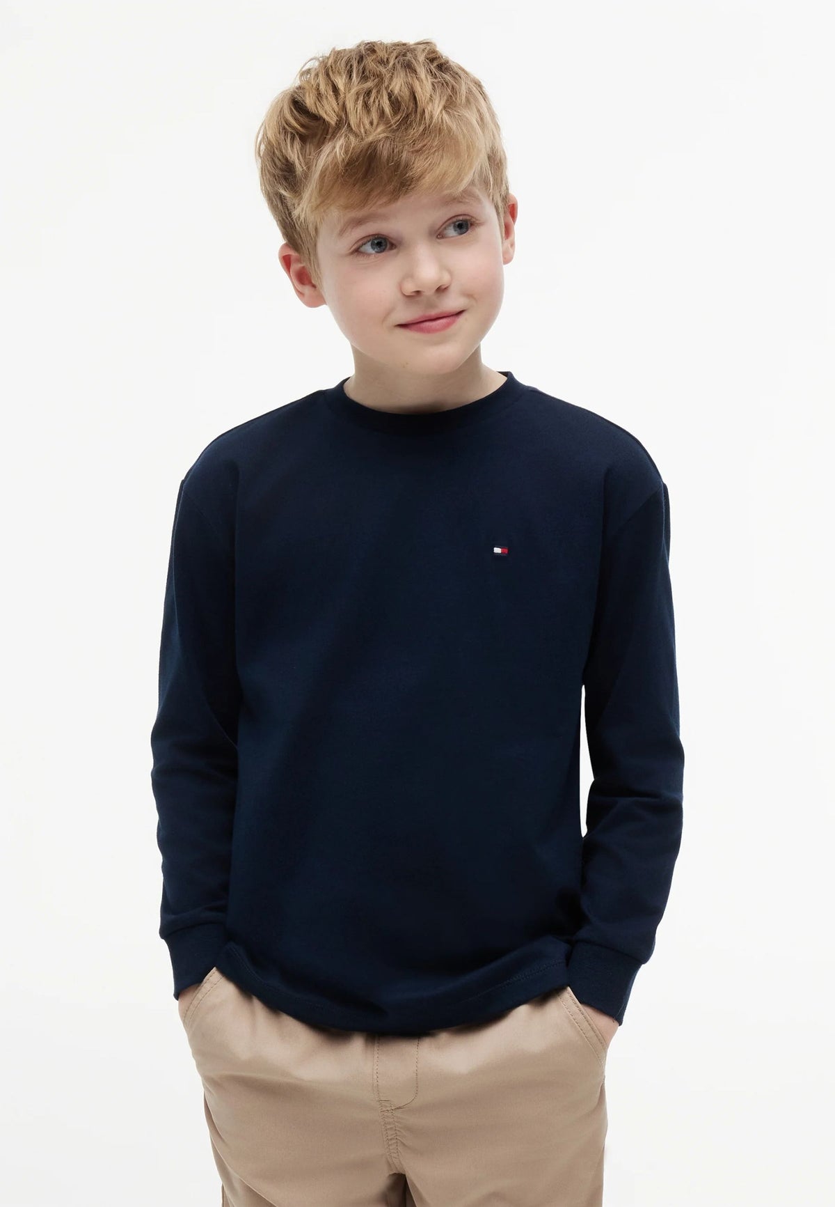 TOMMY HILFIGER TSHIRT BLU LOGO BANDIERA PICCOLO MANICHE LUNGHE Bambini e ragazzi KB0KB09846C1G_