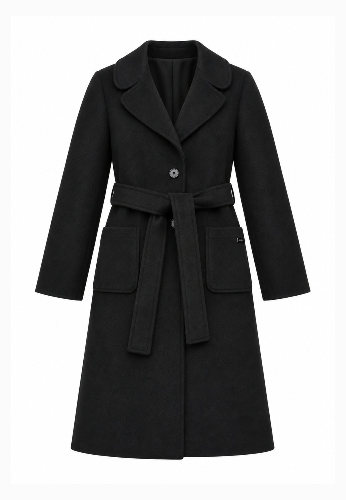 Kocca cappotto nero lungo con bottoni e cintura Bambine e ragazze welff.nero_