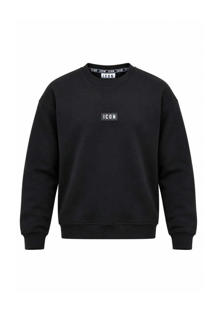 ICON FELPA NERA GIROCOLLO CON MINI LOGO NERO Bambini e ragazzi ibsw001452.ne_