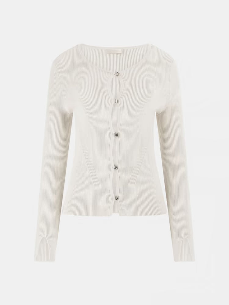 Guess maglia donna in misto viscosa con bottoni gioiello con glitter