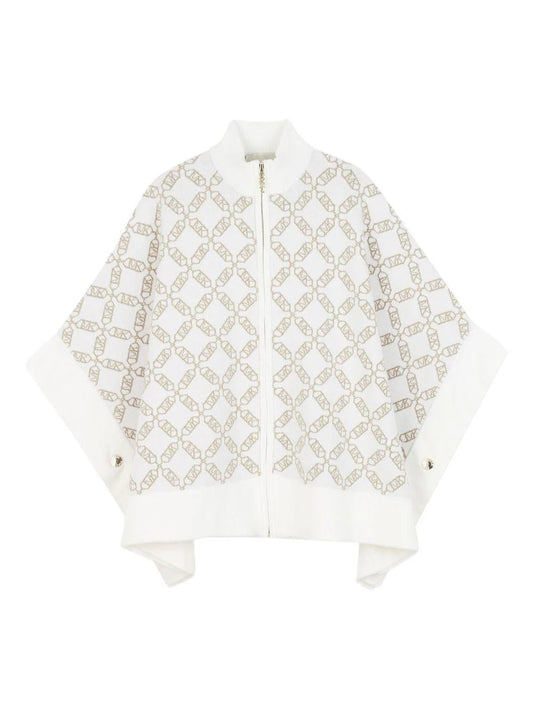 Mantella per bambina Michael Kors Kids bianco con motivo jacquard all-over